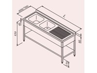 Spoeltafel 2 kuipen afdruikvlak rechts