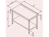 Tafel met opstand 1000 mm