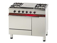 Fourneau 4 feux gaz, plaque coup de feu sur 1 four gaz gastronorme