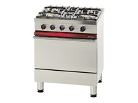 Fourneau 4 feux gaz sur four gaz gastronorme