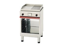 Gasgrill met 1/2 verchroomde glad plaat, 1/2 verchroomde geribbeld plaat