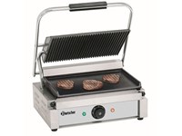 Grill contact "panini" plaque supérieure rainurée, inférieure lisse - grande surface